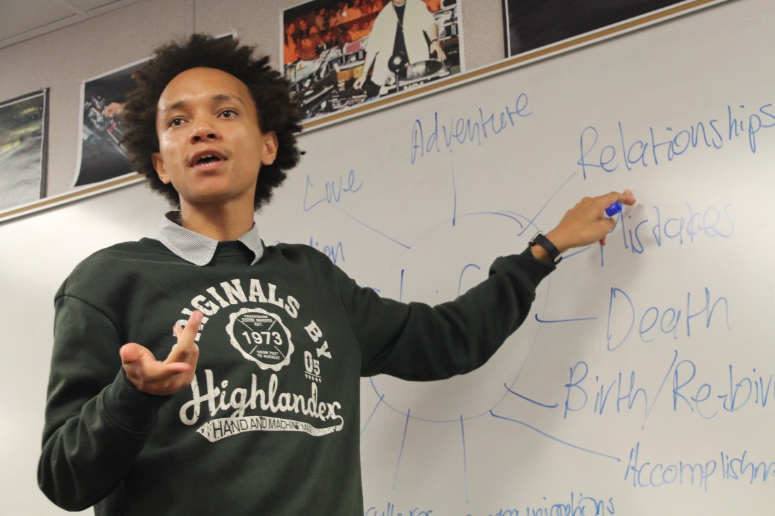 Leading poetry workshop at Duke Ellington School of the Arts